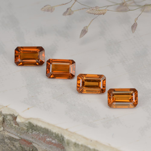 Pedras preciosas de granada espessartita laranja natural de 2,37 ct, corte esmeralda, VVS-VS
