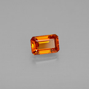 Granada espessartita laranja natural 0,71ct, corte esmeralda, VVS-VS