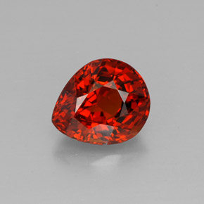 Granada espessartita laranja natural 2,90ct, formato de pêra, VVS