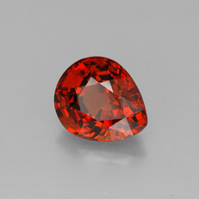 Granada espessartita laranja natural 2,90ct, formato de pêra, VVS
