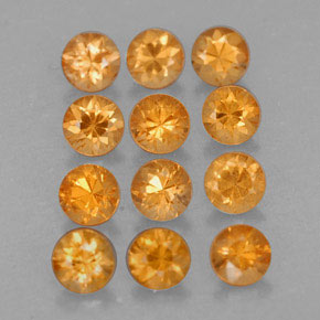 Pedras preciosas de granada espessartita laranja natural de  ct, corte redondo, VVS-VS