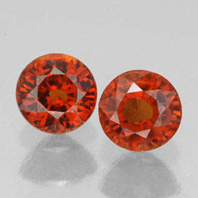Pedras preciosas de granada espessartita laranja natural de  ct, corte redondo, VVS-VS