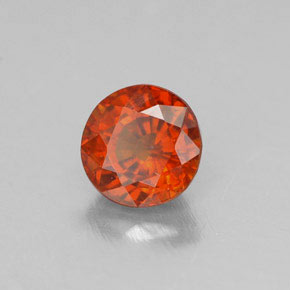 Granada espessartita laranja natural 0,76ct, corte redondo, VVS-VS