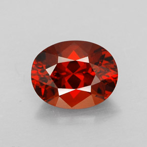 Granada espessartita vermelho natural 2,01ct, corte oval, VVS-VS