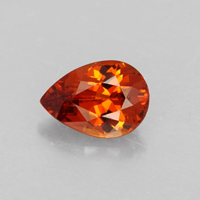 Granada espessartita laranja natural 1,25ct, formato de pêra, VS