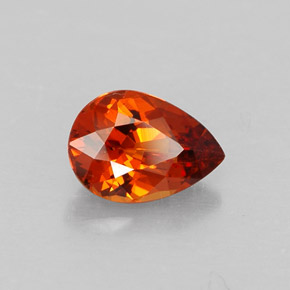 Granada espessartita laranja natural 1,25ct, formato de pêra, VS