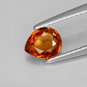 Granada espessartita laranja natural 0,90ct, formato de pêra, VS