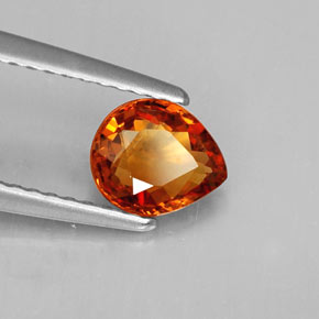 Granada espessartita laranja natural 0,90ct, formato de pêra, VS