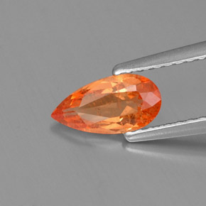 Granada espessartita laranja natural 0,91ct, formato de pêra, VS-SI