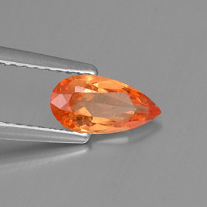 Granada espessartita laranja natural 0,91ct, formato de pêra, VS-SI