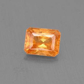 Granada espessartita laranja natural 1,13ct, corte esmeralda, VS-SI