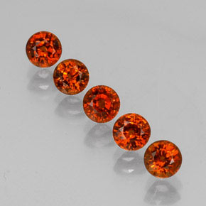 Pedras preciosas de granada espessartita laranja natural de  ct, corte redondo, VS