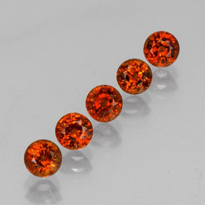 Pedras preciosas de granada espessartita laranja natural de  ct, corte redondo, VS