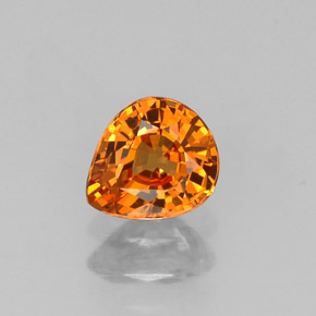 Granada espessartita laranja natural 0,72ct, formato de pêra, VVS