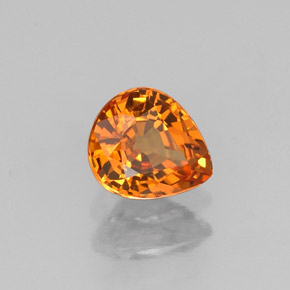 Granada espessartita laranja natural 0,72ct, formato de pêra, VVS