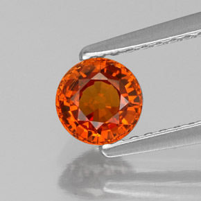 Granada espessartita laranja natural 0,76ct, corte redondo, VVS-VS