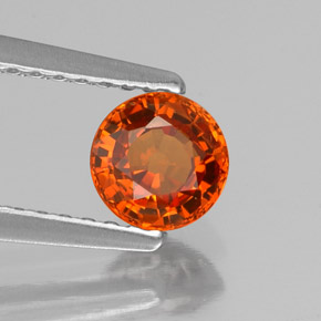 Granada espessartita laranja natural 0,76ct, corte redondo, VVS-VS