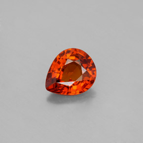 Granada espessartita laranja natural 1,57ct, formato de pêra, VS
