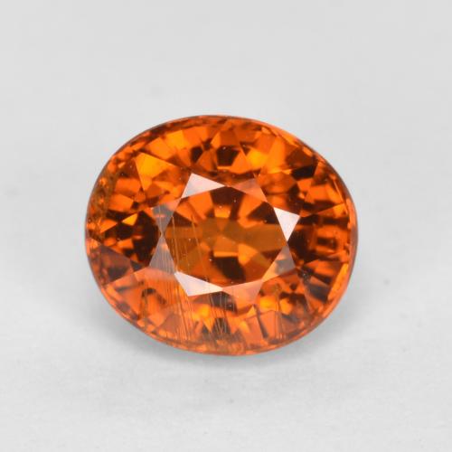 Granada espessartita laranja médio natural 1,07ct, corte oval, VS-SI