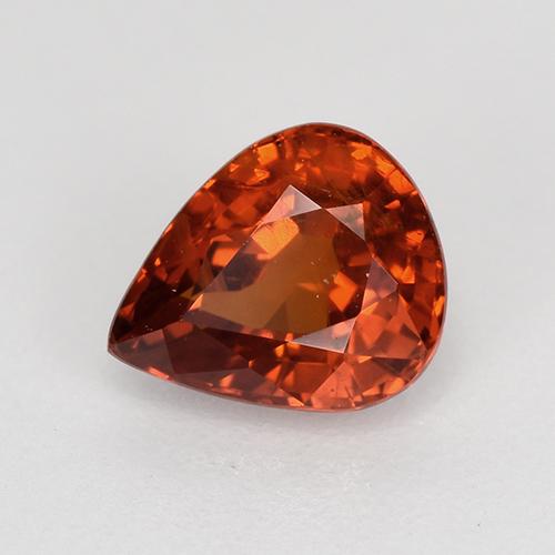 Granada espessartita vermelho natural 1,08ct, formato de pêra, VS