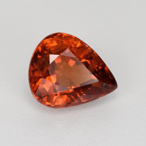 Granada espessartita vermelho natural 1,08ct, formato de pêra, VS