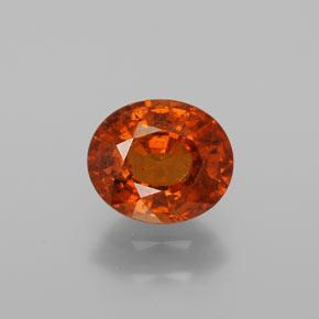Granada espessartita vermelho natural 1,28ct, corte oval, SI