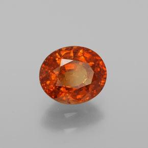 Granada espessartita vermelho natural 1,28ct, corte oval, SI