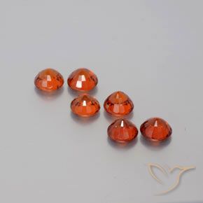Pedras preciosas de Granada espessartita Vermelho Âmbar Profundo natural de 3.18 ct, Redondo, VVS-VS