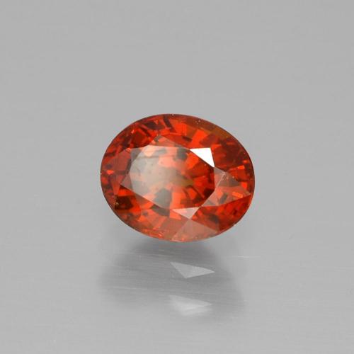 Granada espessartita vermelho natural 1,22ct, corte oval, VVS-VS