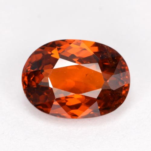Granada espessartita vermelho natural 1,59ct, corte oval, VS