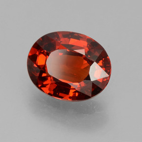 Granada espessartita vermelho natural 1,15ct, corte oval, VS