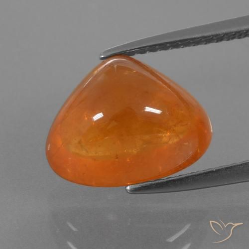 Granada espessartita laranja natural 7,49ct, formato de pêra, transparente