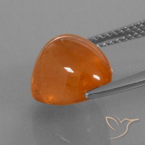 Granada espessartita laranja natural 7,49ct, formato de pêra, transparente