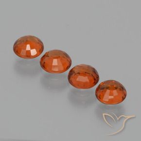 Pedras preciosas de Granada espessartita vermelho intenso natural de 1.72 ct, Redondo, VS