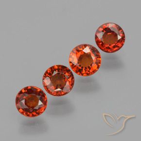 Pedras preciosas de Granada espessartita vermelho intenso natural de 1.96 ct, Redondo, VVS-VS