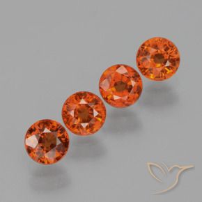 Pedras preciosas de Granada espessartita vermelho médio natural de 1.97 ct, Redondo, VS