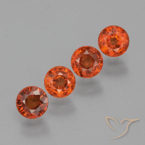 Pedras preciosas de Granada espessartita vermelho médio natural de 1.85 ct, Redondo, VS