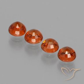 Pedras preciosas de Granada espessartita vermelho médio natural de 1.85 ct, Redondo, VS
