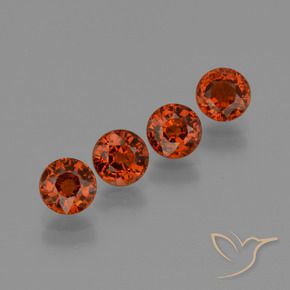 Pedras preciosas de Granada espessartita groselha vermelha natural de 3.31 ct, Redondo, VVS-VS