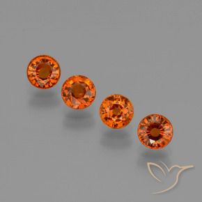 Pedras preciosas de Granada espessartita âmbar laranja natural de 2.35 ct, Redondo, VS