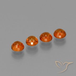 Pedras preciosas de Granada espessartita âmbar laranja natural de 2.35 ct, Redondo, VS