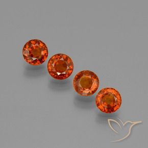 Pedras preciosas de Granada espessartita laranja avermelhado natural de 2.40 ct, Redondo, VS