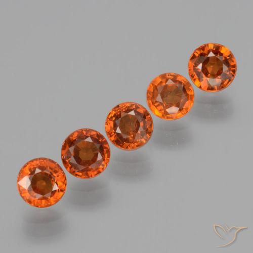 Pedras preciosas de Granada espessartita fogo laranja natural de 2.53 ct, Redondo, VS