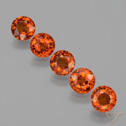 Pedras preciosas de Granada espessartita âmbar laranja natural de 3.76 ct, Corte Redondo, VS