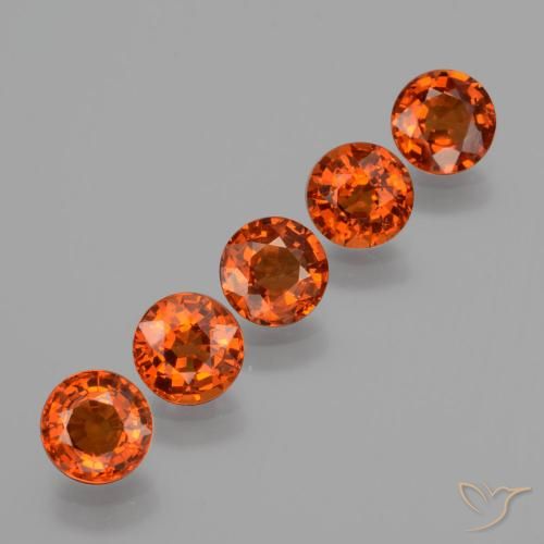 Pedras preciosas de Granada espessartita âmbar laranja natural de 3.76 ct, Corte Redondo, VS