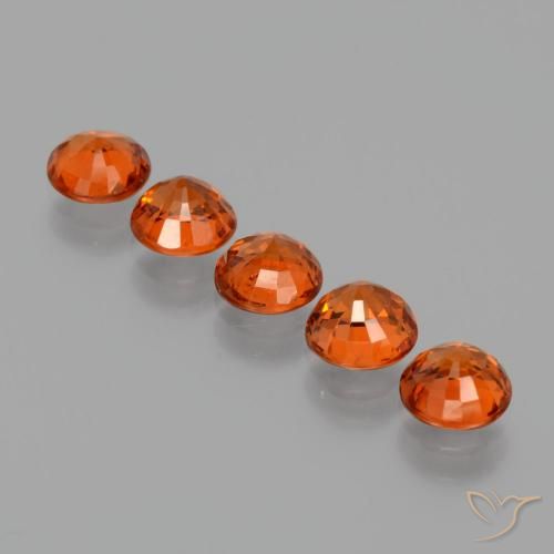 Pedras preciosas de Granada espessartita âmbar laranja natural de 3.76 ct, Corte Redondo, VS