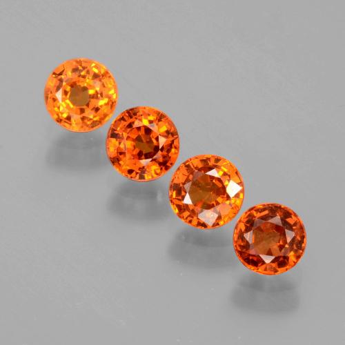 Pedras preciosas de granada espessartita laranja médio natural de 2,09 ct, corte redondo, VS