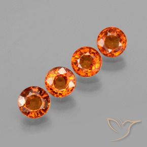 Pedras preciosas de Granada espessartita âmbar laranja natural de 2.14 ct, Redondo, VS