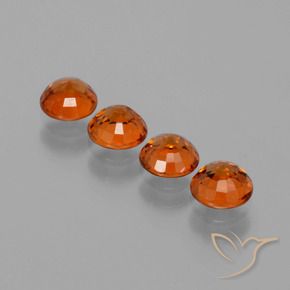 Pedras preciosas de Granada espessartita âmbar laranja natural de 2.14 ct, Redondo, VS
