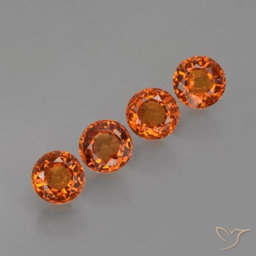 Pedras preciosas de Granada espessartita fogo laranja natural de 1.93 ct, Redondo, VVS-VS